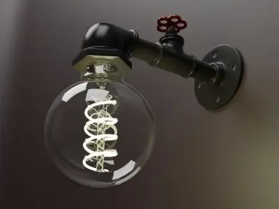 Sconce industrial light bulb wall 3D model