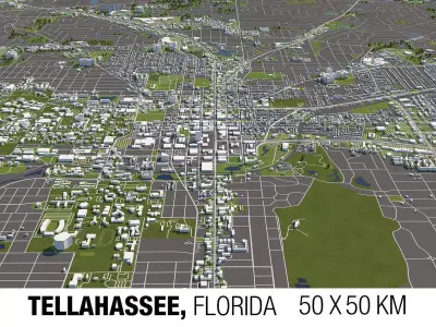 Tellahassee Florida USA 50x50km 3D City Map 3D model