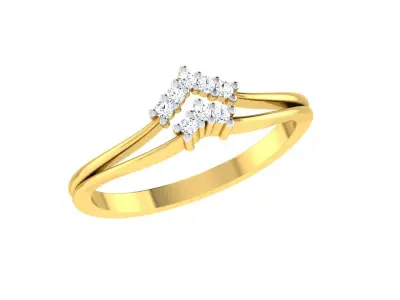 Light Weight Yellow Gold Diamond Ring  -R-4165 3D print model