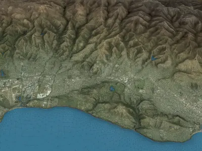 Santa Barbara - Topography Terrain Low-poly 3D model