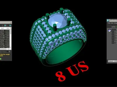 Light Gold Diamond Men Ring 2MR013 3D model