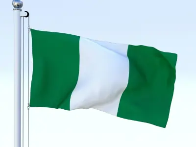 Animated Nigeria Flag Low-poly 3D model