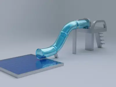 Small blue water slide 3D model 3D model