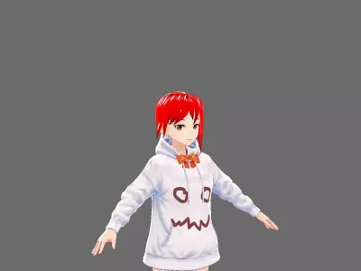 Victoria low-poly ready for ARVR cute girl Low-poly 3D model