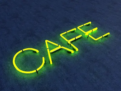 Cafe Neon Sign Low-poly 3D model