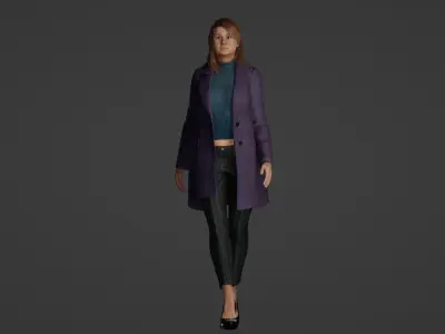 Graceful Stroll Young woman in everyday life 3D model