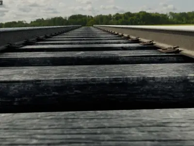 Railway Track Low Poly  Low-poly 3D model