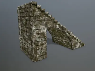 stairs brick wall Low-poly 3D model