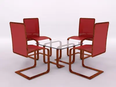 Modern Chair Set with Lighting and Studio Setup 3D model