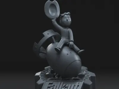 VAULT BOY RIDING NUKE -FALLOUT- 3D print model