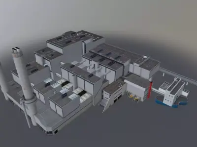 Amsterdam Westpoort Afvalverbrander Low-poly 3D model