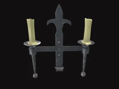 Medieval Candle Stand V06 Low-poly 3D model