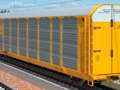  Union Pacific Tri Level Auto Rack Freight Car Yellow 