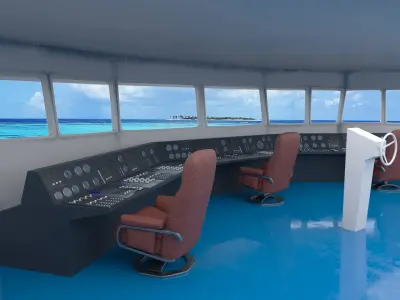  Ocean Support Vessel with Crane and Deck Winch Rigged for Maya 