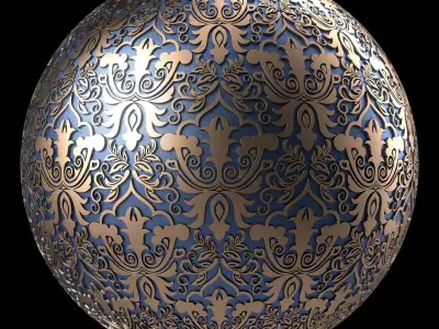 Metal Materials 17- Ornament Metal panels Pbr 4k Seamless Sbsar Low-poly 3D model