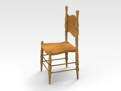 Wooden Armed Chair 3D model