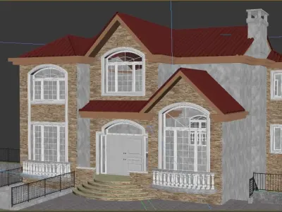 Villa house design Low-poly 3D model