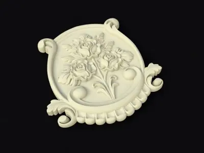 dekor ornate plaque with flowers 3D model