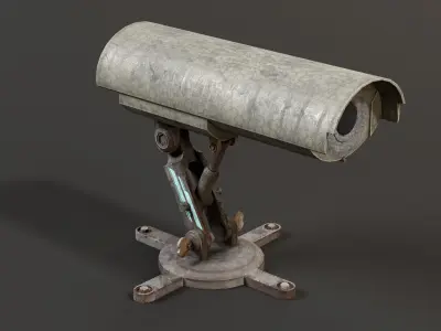 Sci-Fi Grounded Security Camera Low-poly 3D model