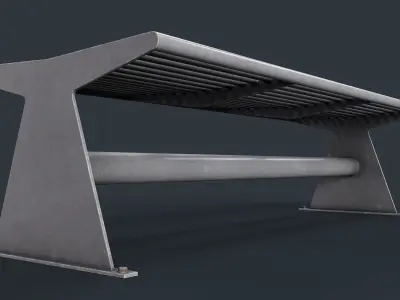 Metal Modern Bench 35 PBR Game Ready Low-poly 3D model
