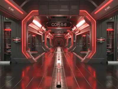 scifi modular interior space station 3D model