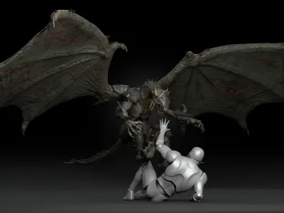 Dragon Warrior Low-poly Low-poly 3D model