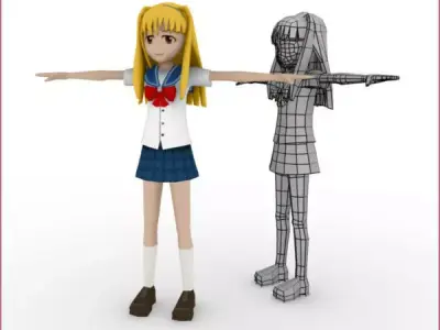 Full Animanga Rigged Anime Character Low-poly 3D model