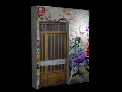 Street Door Clean And Graffitty Dirty Textures Low-poly 3D model