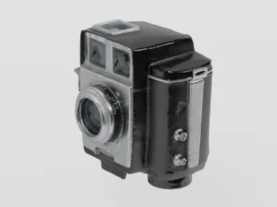 Vintage 1950s Camera Brownie photogrammetry scan PBR 4K textures Low-poly 3D model