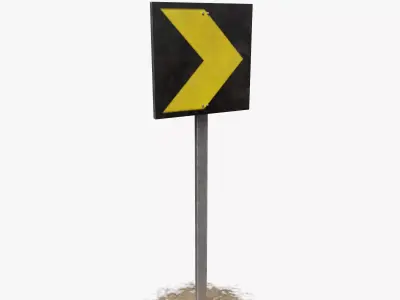Sharp Turn Sign 01 Low-poly 3D model