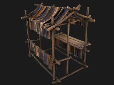 Market Stall Colored Carpet Low-poly 3D model