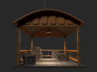 Sci-Fi Noir Hangar  Low-poly 3D model