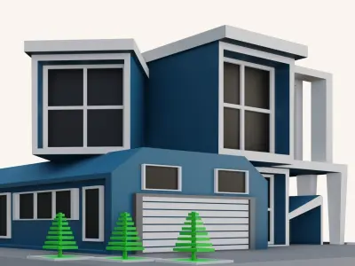 Low Poly Modern House Pack - 20 Low-poly 3D model