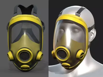 Gas mask protection futuristic technology fantasy  Low-poly 3D model