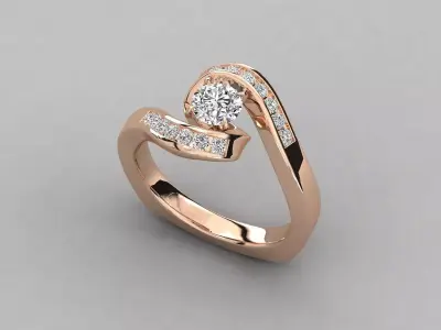 Women Light Weight Solitare Diamond Wedding Ring   15 3D print model