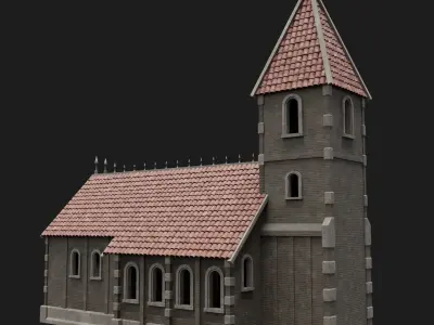 MEDIEVAL CHURCH GOTHIC TEMPLE FANTASY OLD MIDDLE AGES COLLECTION Low-poly 3D model