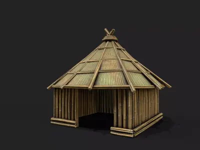 Bamboo Shelter 7 Low-poly 3D model