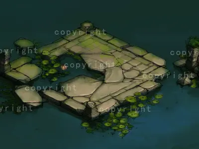 ha Forest Forest Large lotus flower water platform 3D model