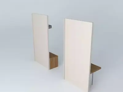 Furniture bathroom with two doors and wooden bench Free 3D model
