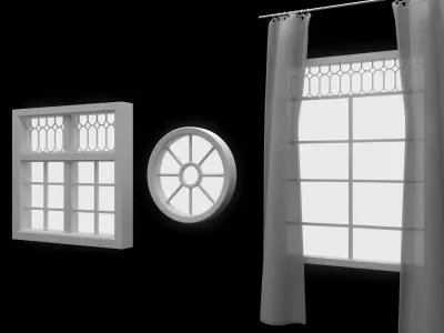 Windows window with glass Low-poly 3D model