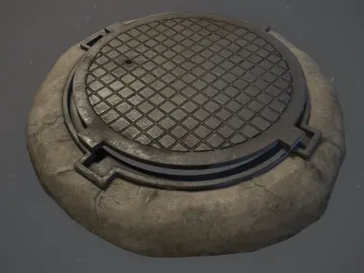 Sewer Hatch Pack 1 LODs Three Texture Options Low-poly 3D model