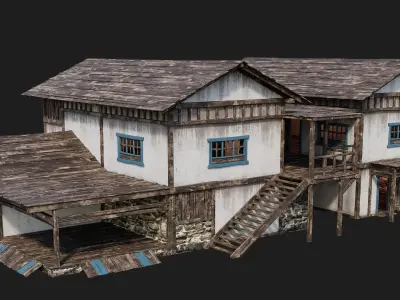 Old House Building 4K Textures GameReady 167 Low-poly 3D model