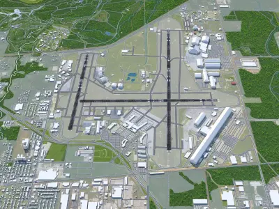 Tulsa Airport 12km Low-poly 3D model