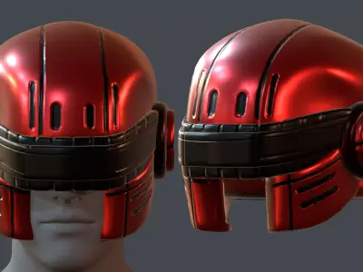 Gas mask helmet 3d model scifi Low-poly  Low-poly 3D model 417