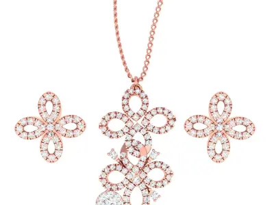 Flowers Light wt Pendant Earrings Set 3dm stl obj mtl gltf glb 3D print model