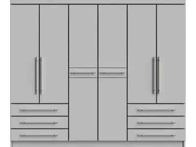 Wardrobe collection 3d model with doors and drawers Low-poly 3D model