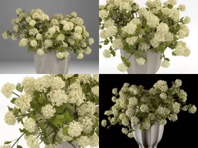 L vases with flowers 3D model