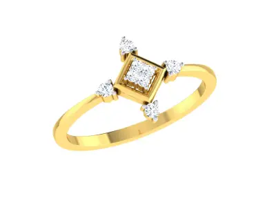 Light Weight Yellow Gold Diamond Ring  -EZ R-192 3D print model