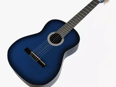 Blue Sunburst Acoustic Guitar 3D model
