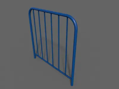 PBR Pedestrian Guard Rail Blue V2 Low-poly 3D model